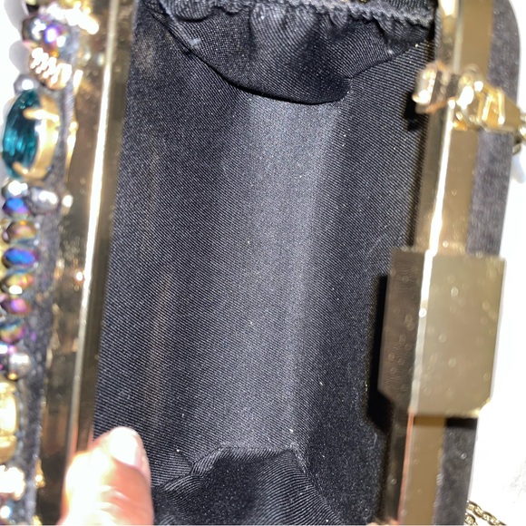 Embellished Clutch with Teal and Gold Accents - Picture 7 of 8